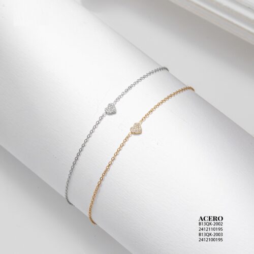 Pulsera Acero Corazon Fino Brillantes