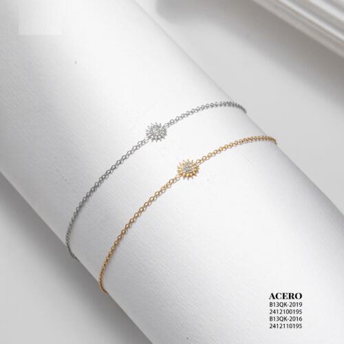 Pulsera Acero Sol Pequeño Brillantes