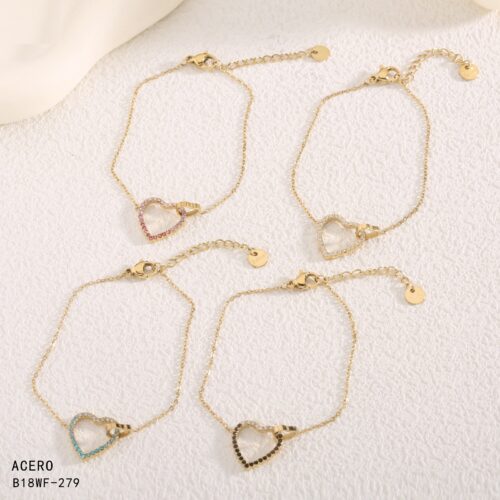 Pulsera Acero Corazon Colores Variados