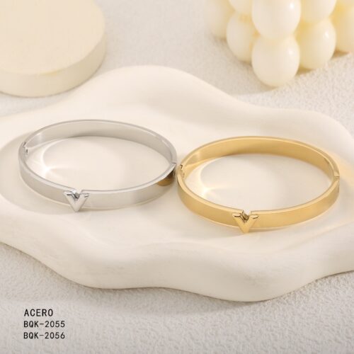 Pulsera Acero Rigida Gruesa Detalle V