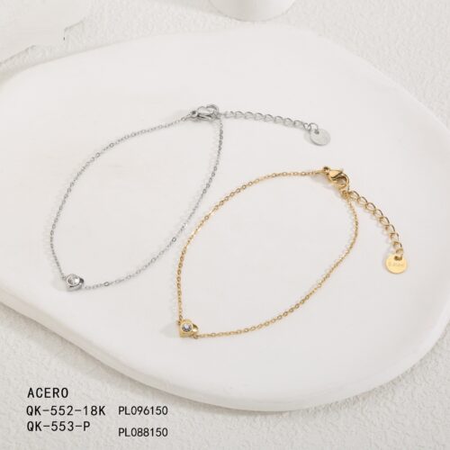 Pulsera Acero Corazon con Brillantes