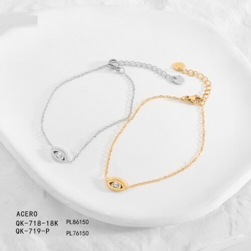 Pulsera Acero Ojo con Brillante