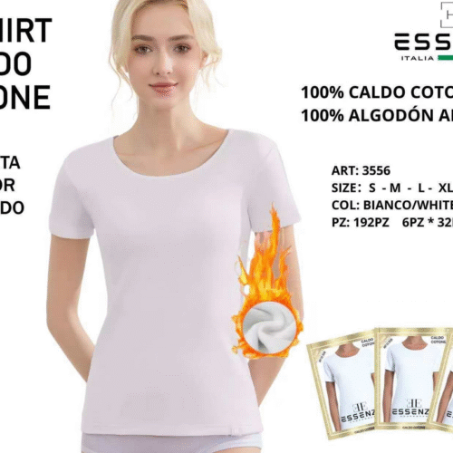 Camiseta Termica Blanca Algodon Mujer