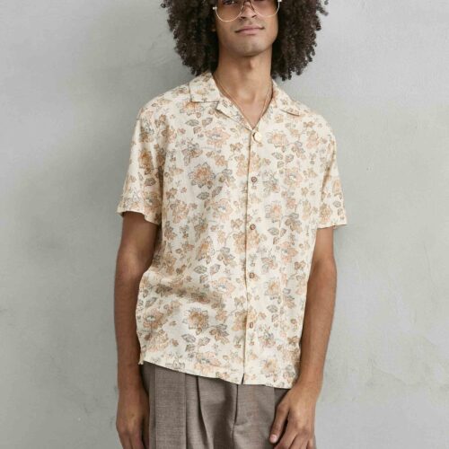 Camisa Algodón Efecto Lino Biege