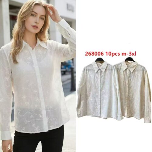 Camisa Bordado Flores Mujer