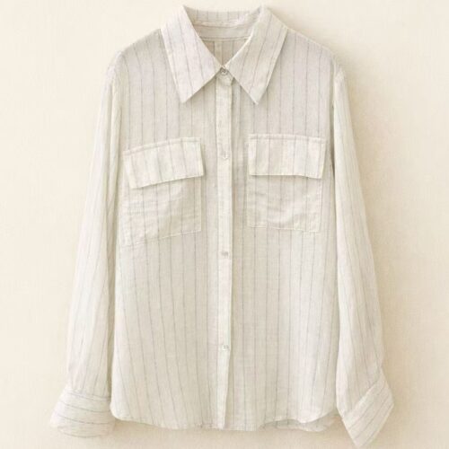 Camisa Beige con Rayas