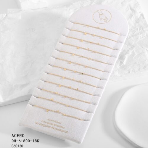 Pulsera Acero Abalorios Dorado