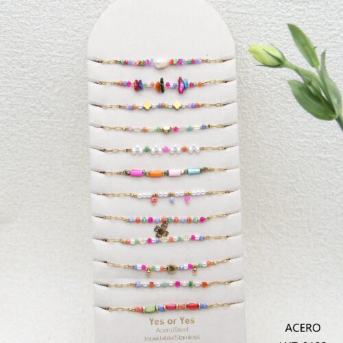 Pulsera Acero Bolitas Multicolor