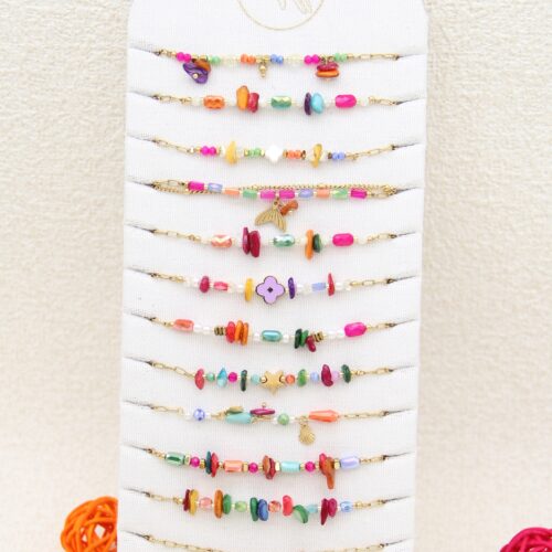 Pulsera Acero Bolitas Multicolor