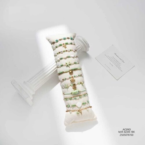 Pulsera Acero Bolitas Verde
