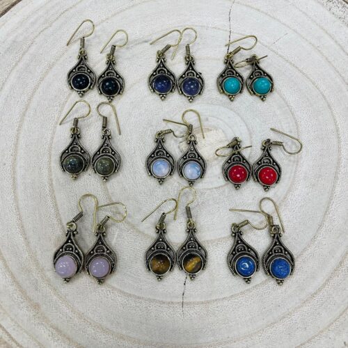 Pendientes Étnicos Dorados Piedra