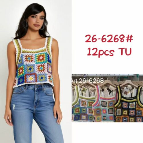 Top de Crochet  Cuadros Multicolor