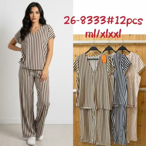 Conjunto Blusa y Pantalón  Estampado Rayas