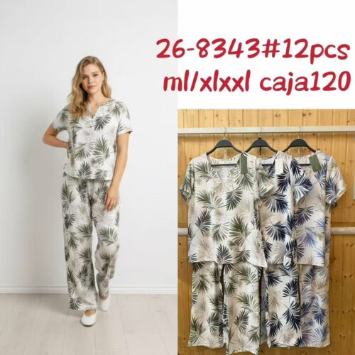 Conjunto Blusa y Pantalón  Estampado Hojas