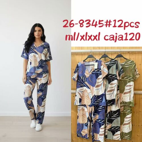 Conjunto Blusa y Pantalón  Estampado Hojas