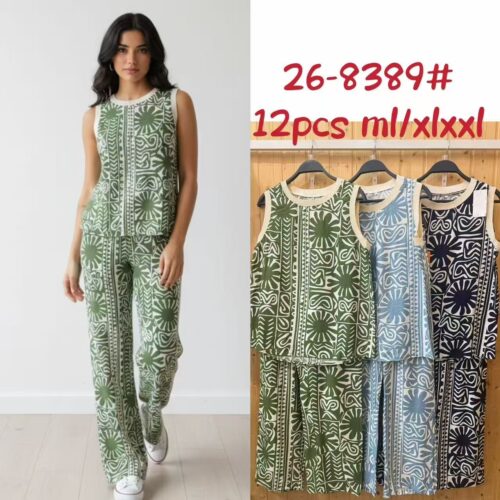 Conjunto Blusa Manga Sisa y Pantalón  Estampado
