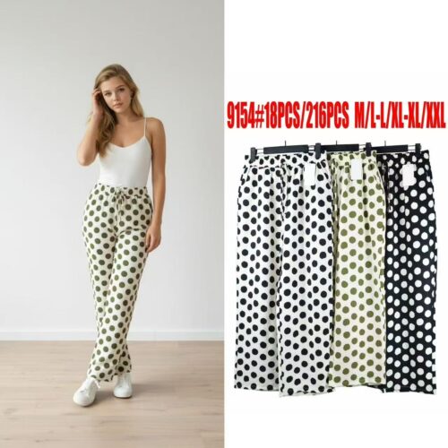 Pantalón Largo Fluido Estampado Lunares