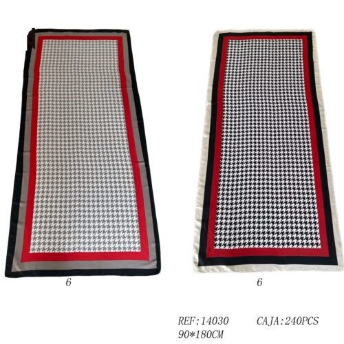 Fular Cuadros Rojo Negro 90 x 180 cm