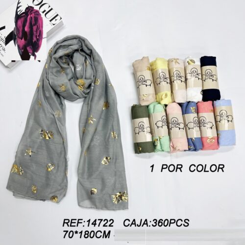 Fular Estampado Dorado 70 x 180cm