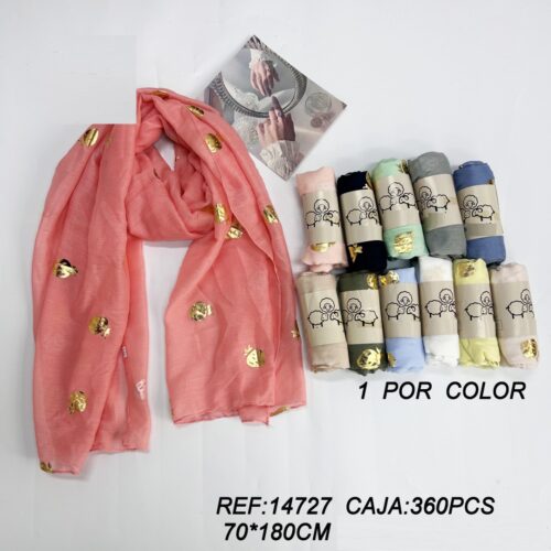 Fular Estampado Fresas Doradas 70 x 180cm