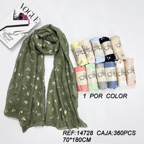 Fular Estampado Flor Dorada 70 x 180cm