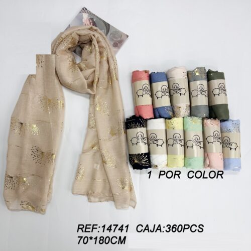 Fular Estampado Dorado 70 x 180cm