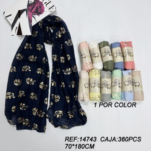 Fular Estampado Elefante 70 x 180cm