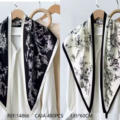 Fular Estampado Floral Bicolor 60 x 135cm