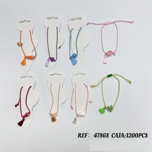 Tobillera Hilo Colgante Pez y Pompon