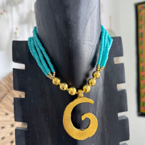 Collar Coralina Bolitas  Colgante  Espiral Dorado Colores Surtidos