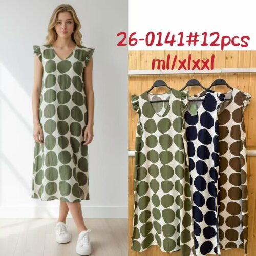 Vestido Midi  Estampado sin Manga Volante
