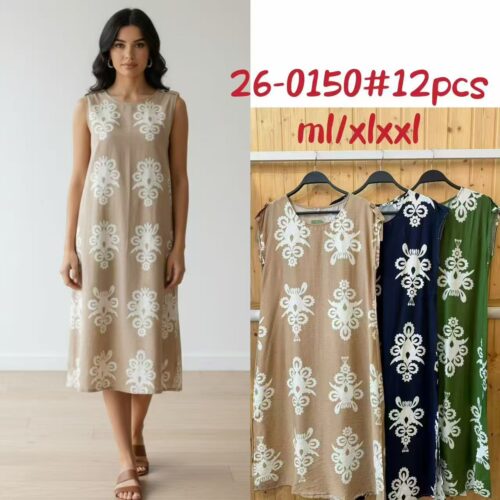 Vestido Midi  Estampado sin Manga