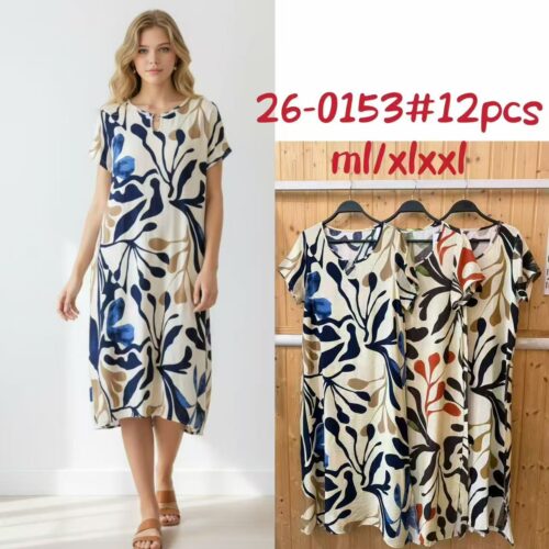 Vestido Midi  Estampado Manga Corta
