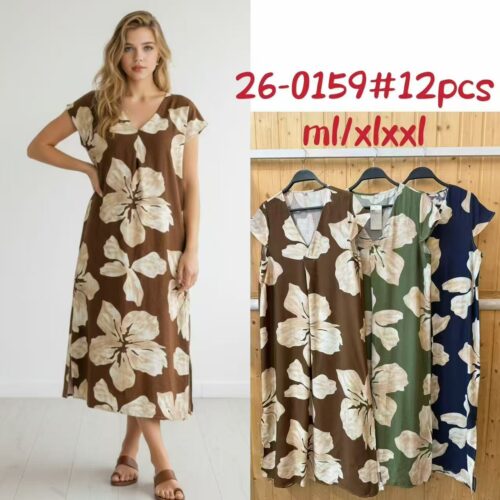 Vestido Midi  Estampado Manga Corta