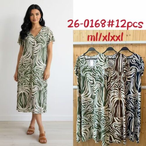 Vestido Midi  Estampado Manga Corta