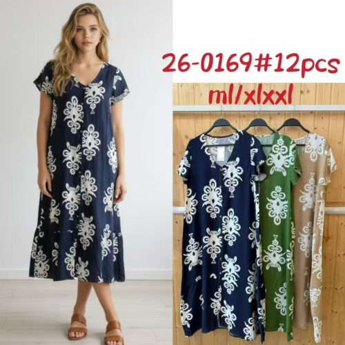 Vestido Midi  Estampado Manga Corta