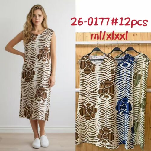 Vestido Midi Estampado Manga Corta
