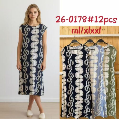 Vestido Midi  Estampado Manga Corta