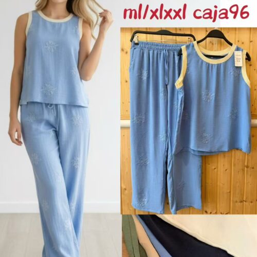 Conjunto Blusa Manga Sisa  y Pantalón  Estampado