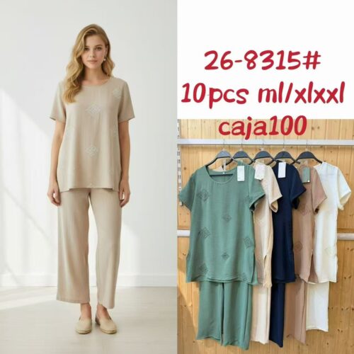 Conjunto Blusa Manga Corta y Pantalón  Estampado