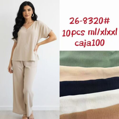 Conjunto Blusa Manga Corta  y Pantalón  Estampado