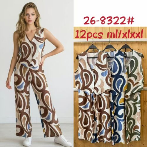 Conjunto Chaleco y Pantalón Largo Estampado Geométrico Multicolor