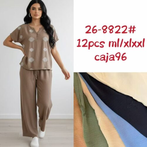 Conjunto Blusa Manga Corta y Pantalón  Estampado