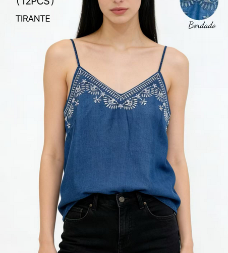 Camiseta Tirantes Finos con Bordados