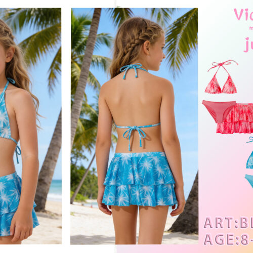 Bikini Infantil Estampado 3 Piezas 8-15 Años