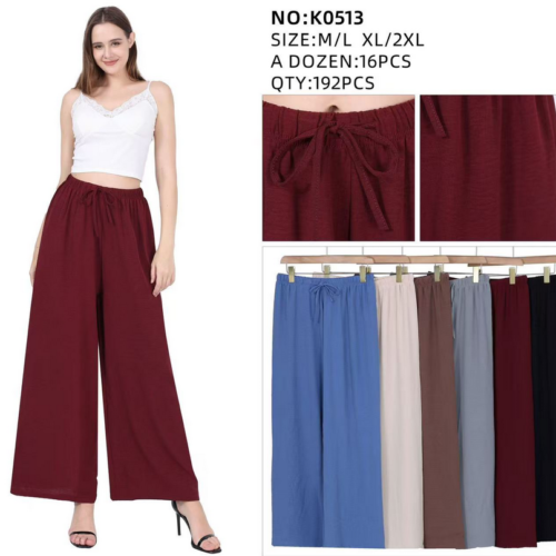 Pantalón Pierna Ancha Cintura Elástica con Cordón