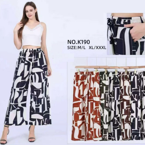 Pantalón Pierna Ancha Cintura Elástica Estampado