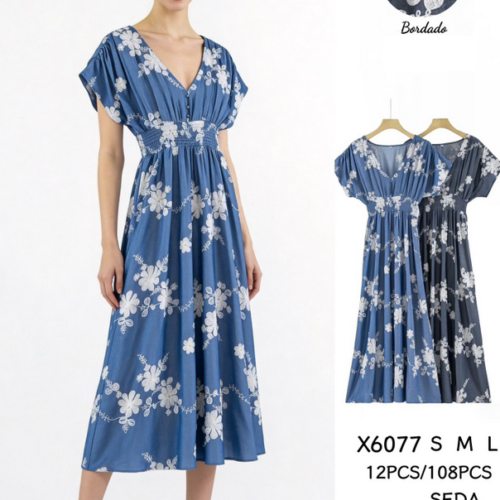 Vestido Midi de Estilo Boho Estampado Floral blanco