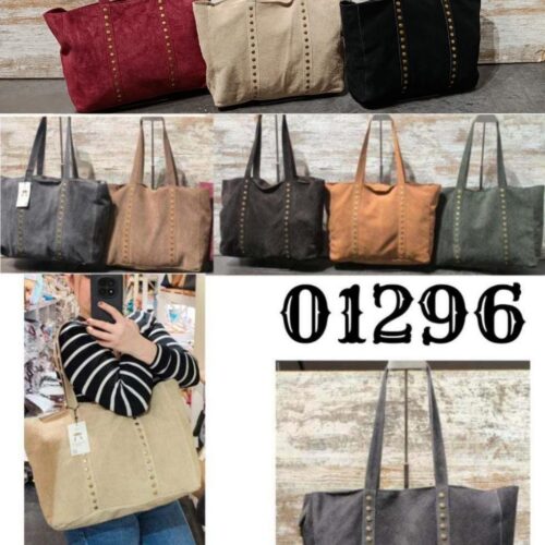 Bolso Serraje Tote Con Tachuelas