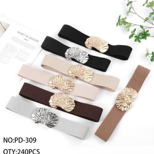 Cinturón  Elástico con Hebillas Diseño Hojas